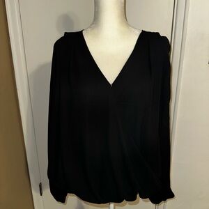 INC International Concepts Chic Black Wrap Blouse